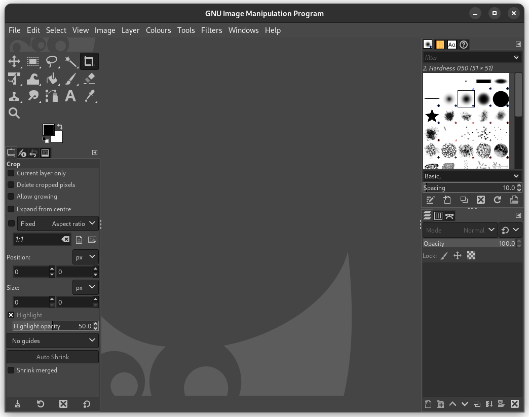 Screenshot of GIMP photo editing program