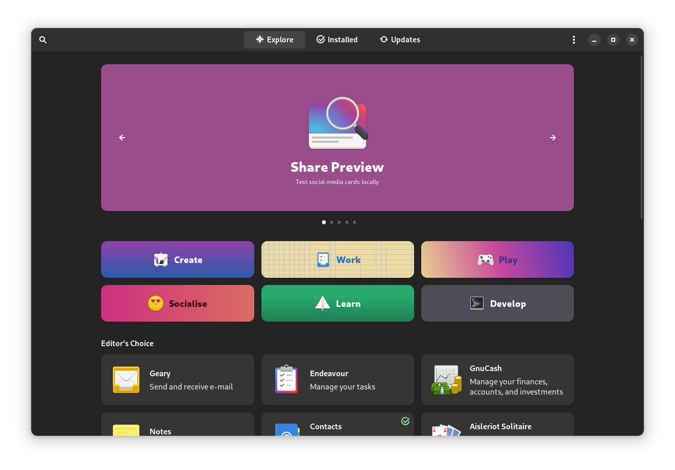 Screenshot of Software center of GNOME